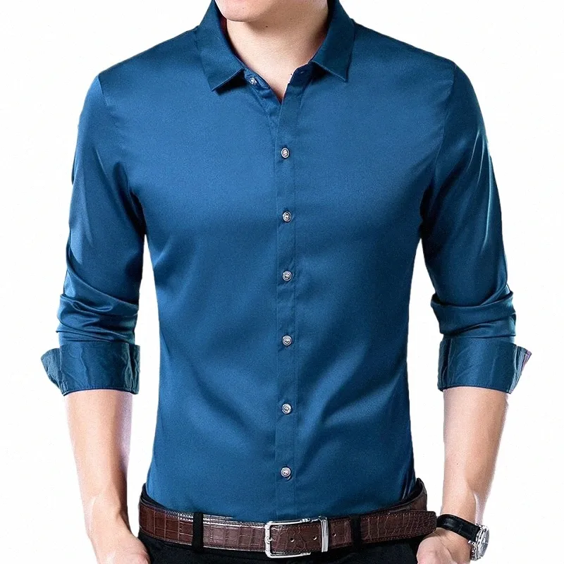 2022 Marke LG Sleeve Männer Social Shirt Frühling Streetwear Casual Solide Hemden Dr Mens Slim Regular Fit Kleidung Fis 0104 I3S6 #