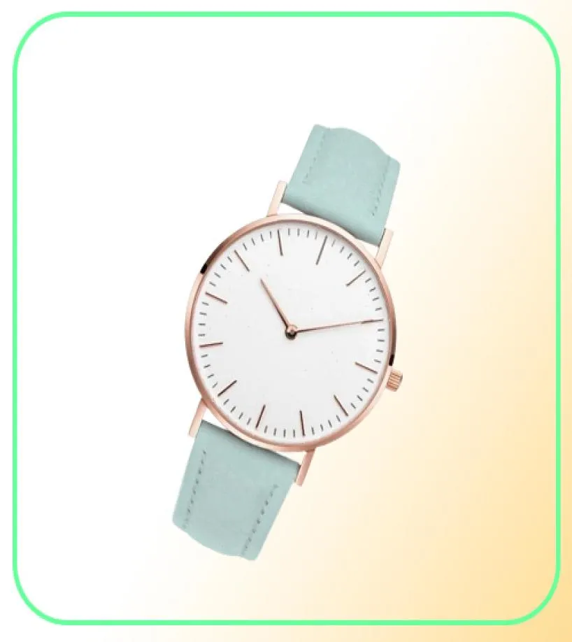 Watch Watch Wather Leather Band Band التناظرية Quartz Wristwatch Fashion Ladies Golden Rose Gold Clock Female243y4210959