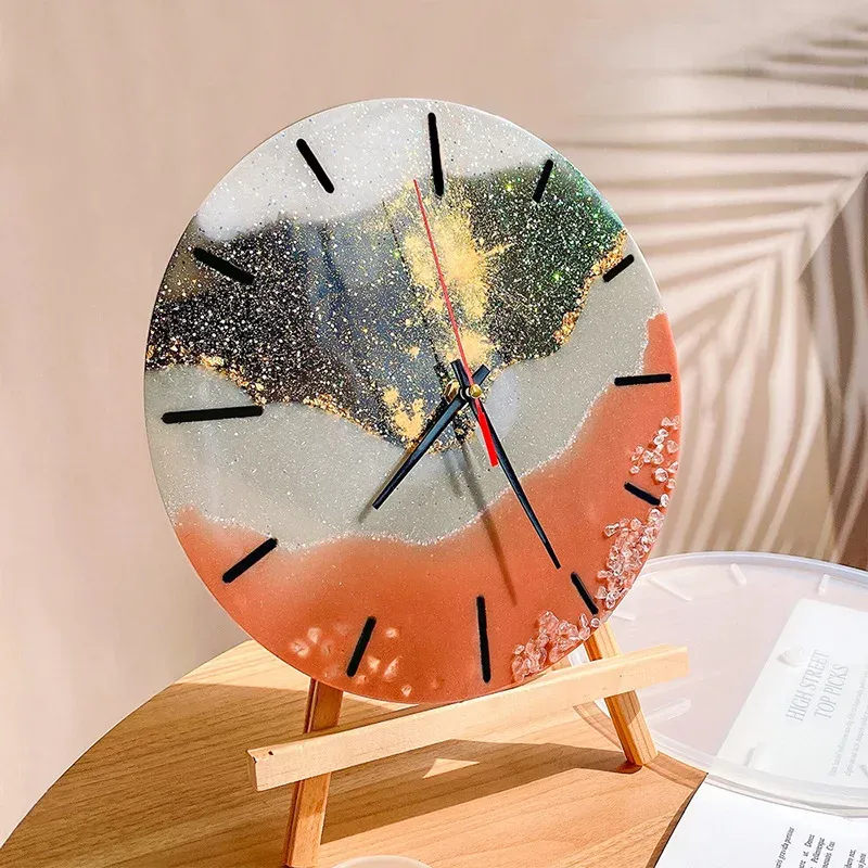 Feeding Round Clock Dial Mold Diy Crystal Epoxy Roman Numeral Ornament Wall Hanging Decoration Clock Movement Silicone Mold for Resin