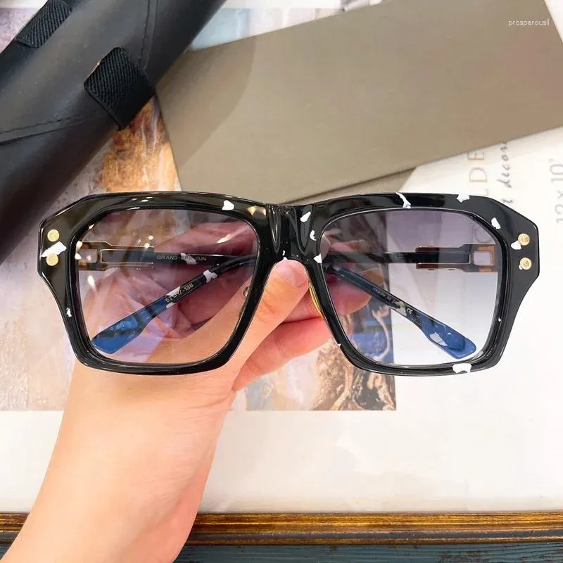 نظارة شمسية أزياء أسيتات عقلية غير منتظمة إطار مربع أعلى حفرة جودة الرجال جودة مصمم نظارات الشمس UV400