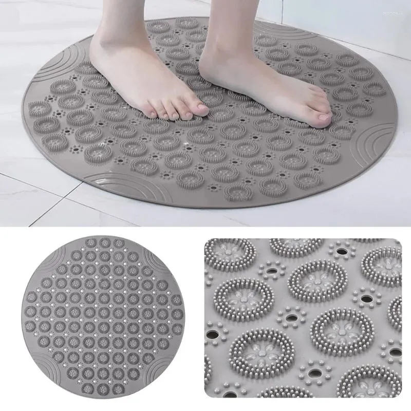 Tapis de bain en PVC à ventouse, tapis de salle de bain, brosse à pieds, Drainage de sol, tapis de douche rond antidérapant, coussin de Massage