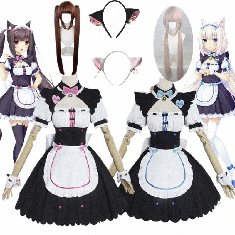 Vanilla Cosplay Costume In Stock Maid Dr Maid Outfit Nekopara Chocola Vanilla Ova Maid Game Uniform Cat Neko Girl Women A6vt#