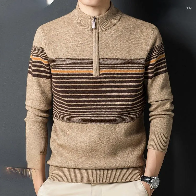 Męskie swetry Stripe kaszmirowe sweter o dół pullover na drutach duży rozmiar zimowych topów długi rękaw wysokiej klasy skoczki R173