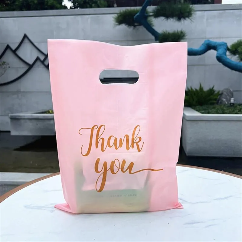 Storage Bags 30x20cm Extra Thick Retail Plastic Shopping Reusable Gift With Handle 100Pcs Thank You Merchandise