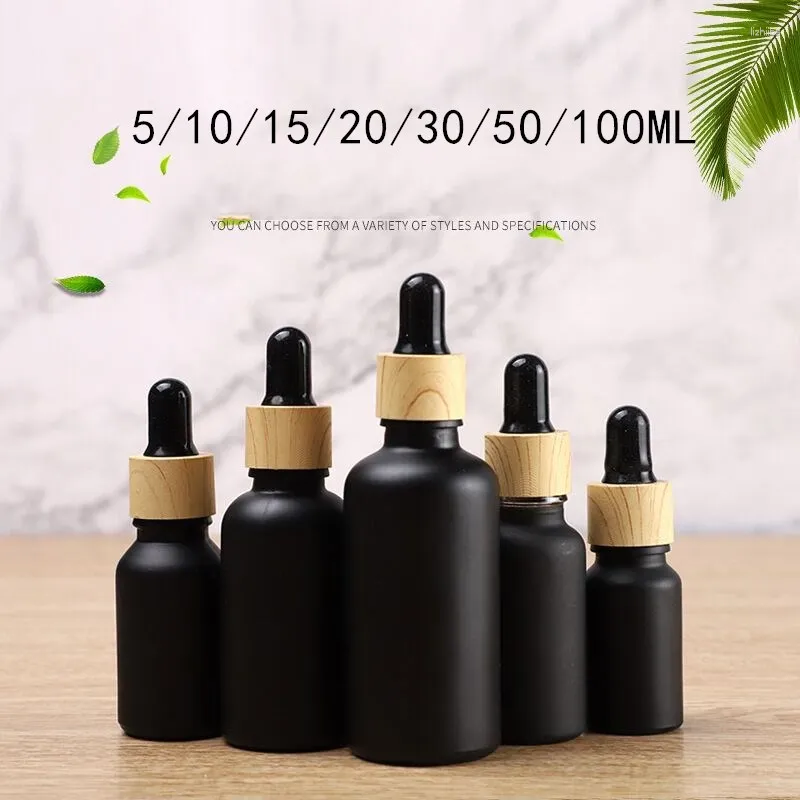 Bottles 5pcs 5/10/15/20/30/50/100ml Dropper Glass Bamboo Cover Liquid For Essential Pipette Refillable