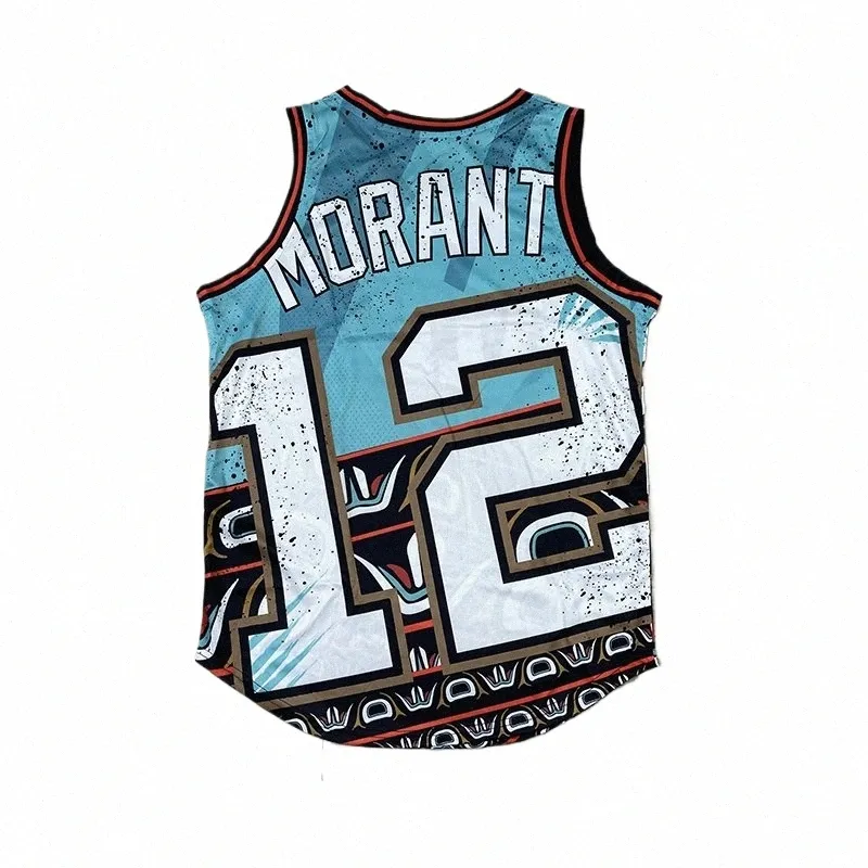 DPoy Oryginalna kamizelka koszykówki Ja Morant luźne oddychające poliester szybkie suche sportowe sportowe koszulka sztuka kreatywność 94HD#