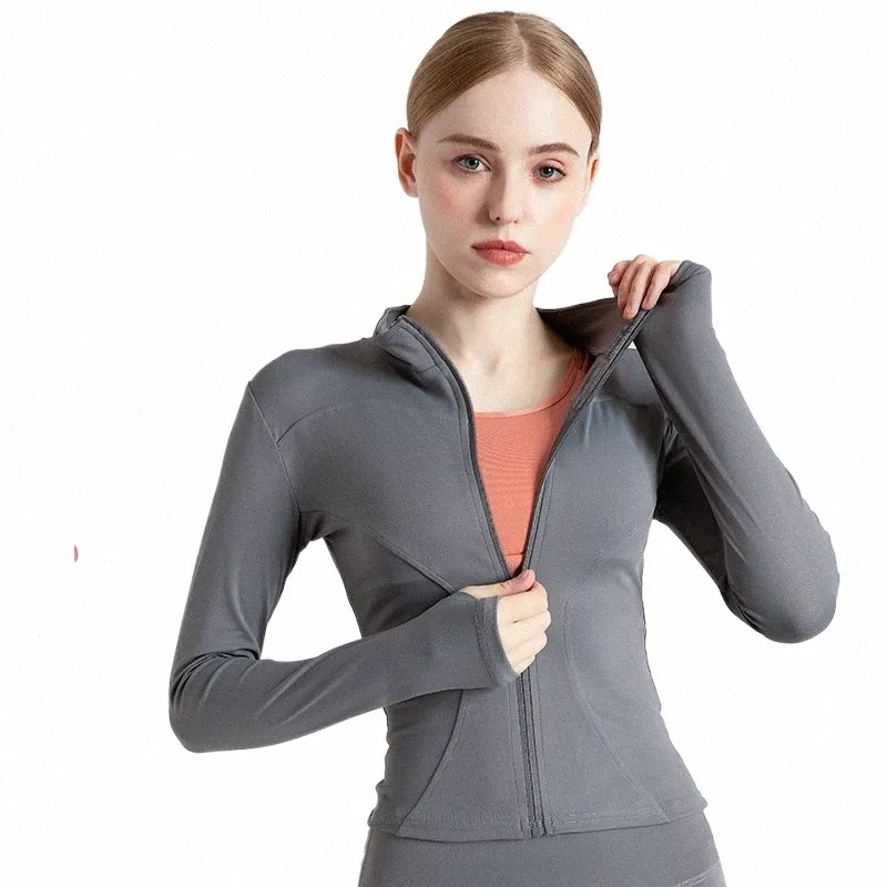 Jackor för kvinnor Fit Coat Women Women Jacket dragkedjor Casual Wear LG Sleeve Tight Yoga Clothing Slimming Yoga Sports Jacket I01Q#