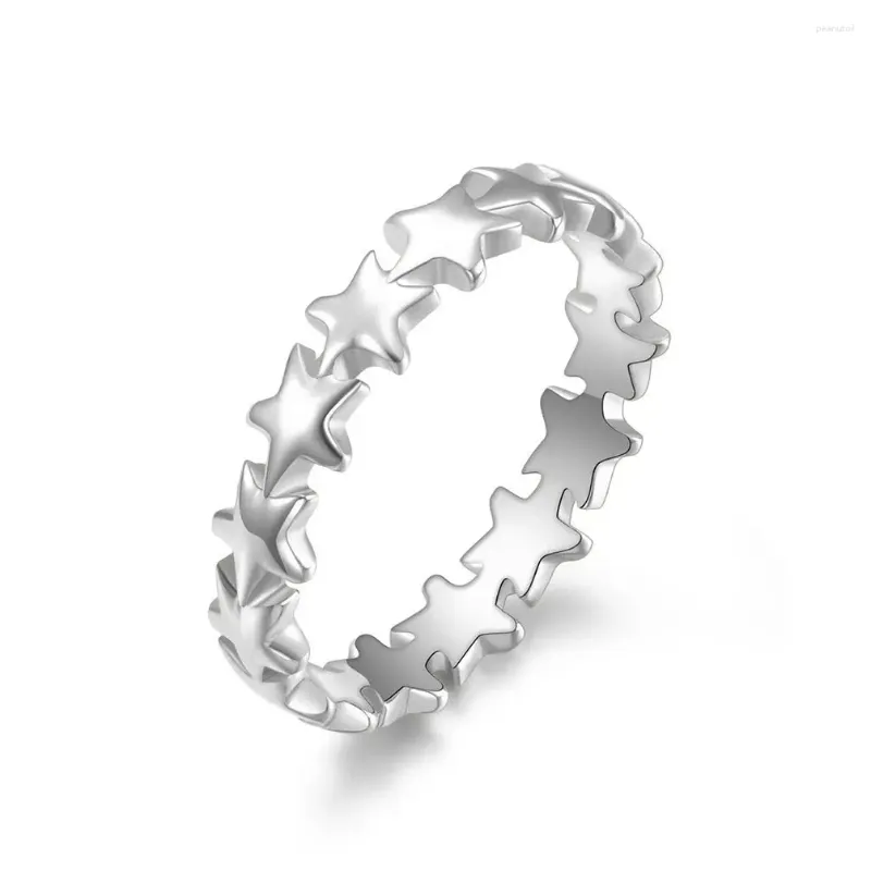 Cluster Rings Five-pointed Star Stackable Stainless Steel Ring Ladies Personality Wear Tail Hand Jewelry