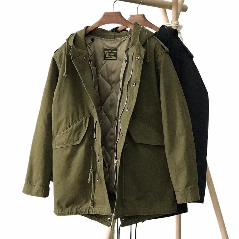 inverno stile militare americano retrò M51 fodera staccabile Parka giacca da uomo Fi Heavyweight sciolto Cott cappotto con cappuccio imbottito F7dS #