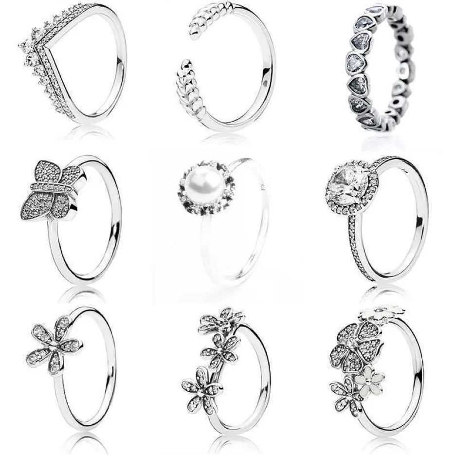 Классические серебряные кольца с цветочным жемчугом, бабочкой, рисовыми ушками, кристаллами, свадебное кольцо для женщин, ювелирные изделия Q0603185e