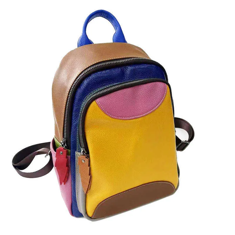 Сумка на плечо в стиле ретро, красочный рюкзак на плечо с сращиванием, повседневные рюкзаки в Европе и США, 040224