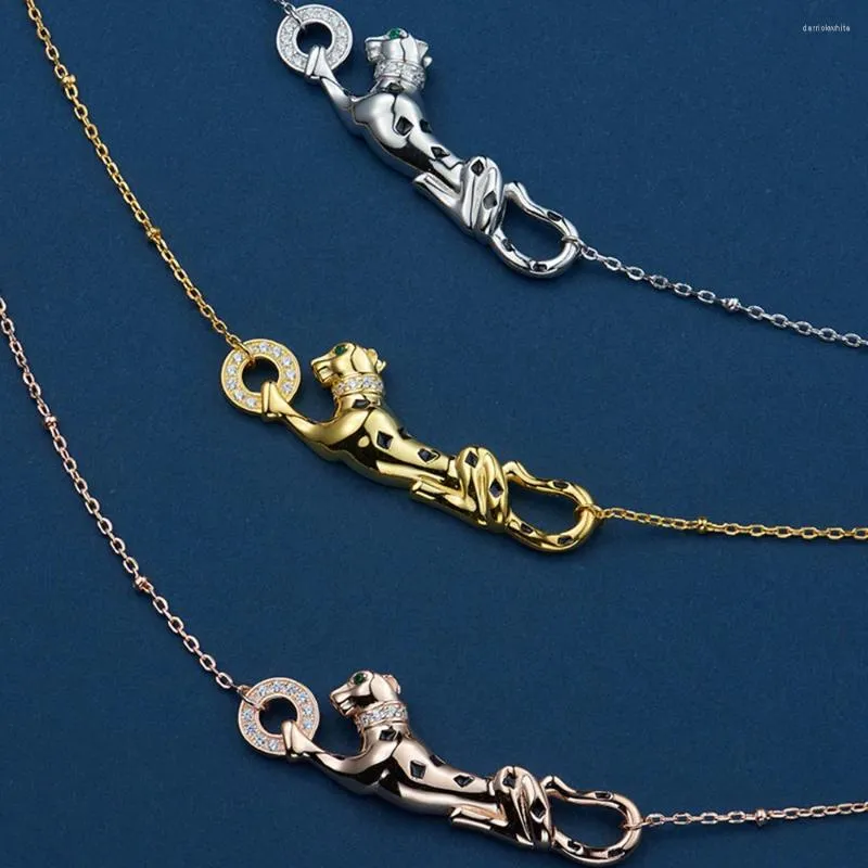 Pendants S925 Fashion Personality Animal Leopard Necklace Women's Luxury Accessories Domineering Party Dance Exquisite Wedding 2024