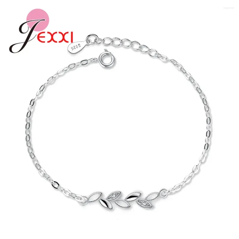 Braccialetti a maglie Chic Coreano Bracciale in argento sterling 925 / zircone cubico intarsiato pavimentato ramo d'ulivo Charms Bracciale gioielli per regalo di un amico