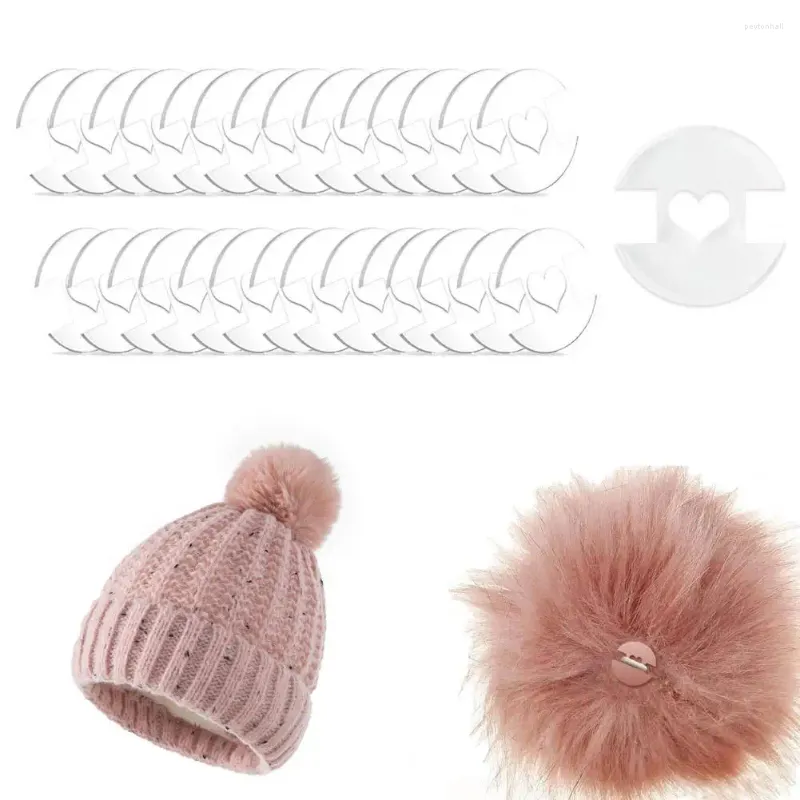 Basker 50st stickade mössor pom poms -knappar diy akryl borttagbara innehavare för toques dekorationer hatt pompom kontaktklipp