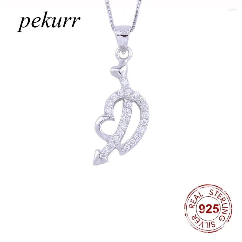 Pendentifs Pekurr 925 argent Sterling flèche de cupidon coeur collier pour femmes Zircon collier bijoux fins cadeau de saint valentin