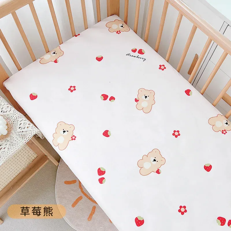 born Baby Cot Fitted Sheet With Elastic Cotton Cartoon Printing Crib Bed Child Matress Cover Case Protector 240325