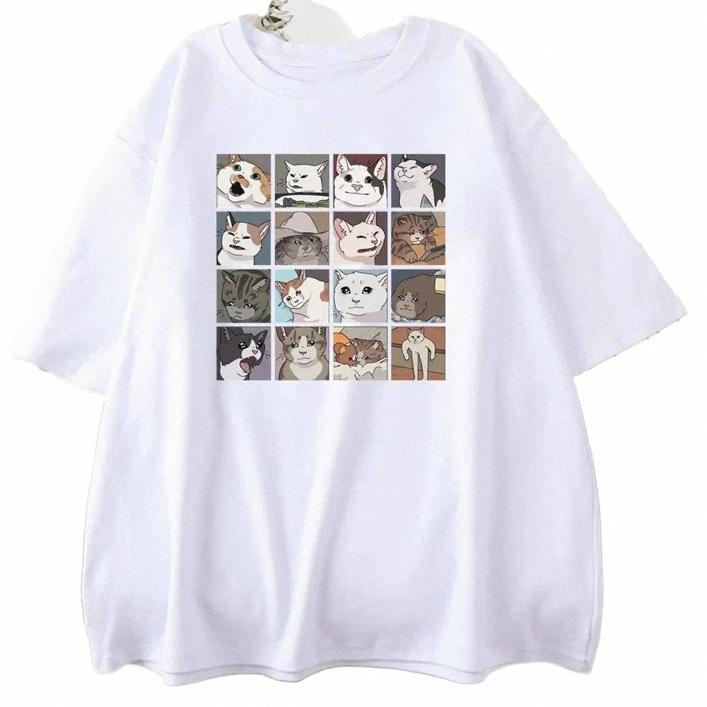Meme Cats Puzzle Camiseta para hombre Ropa divertida Ropa de gran tamaño Harajuku Imprimir Calle Camisetas de manga corta Verano Cott Mujeres Tops Tees f2Lf #