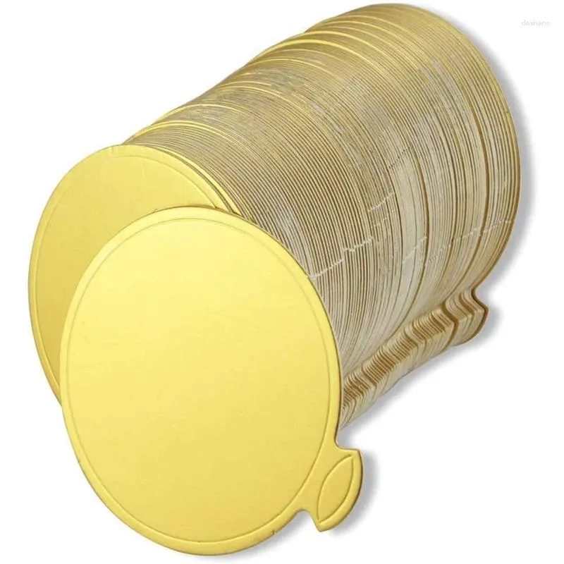 Moldes de cozimento Mini Round Golden Cardboard Bolo Base Mousse Placa 100 Peças Sobremesa de Papel