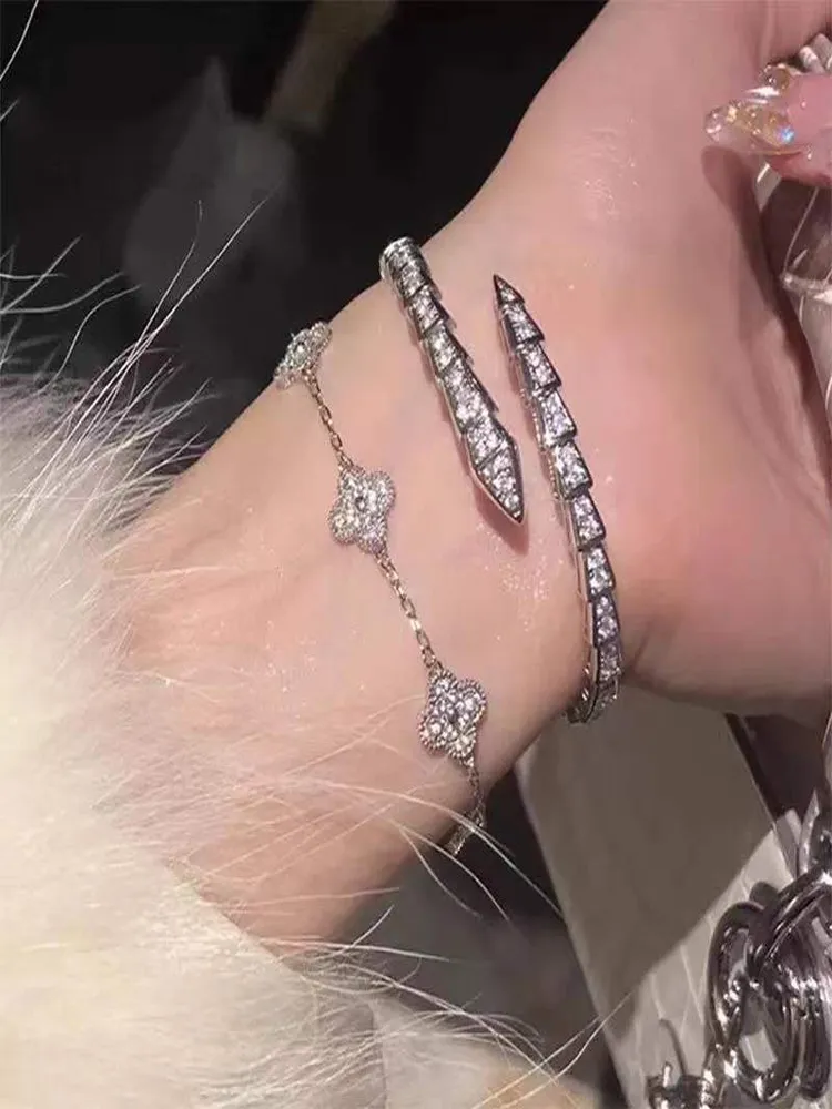 Volledige diamanten slangvormige armband, vrouwelijke zirkoon, dynamisch en hoogwaardig, internet rode handwerk armband Cool Sassy uniek en modieus temperament