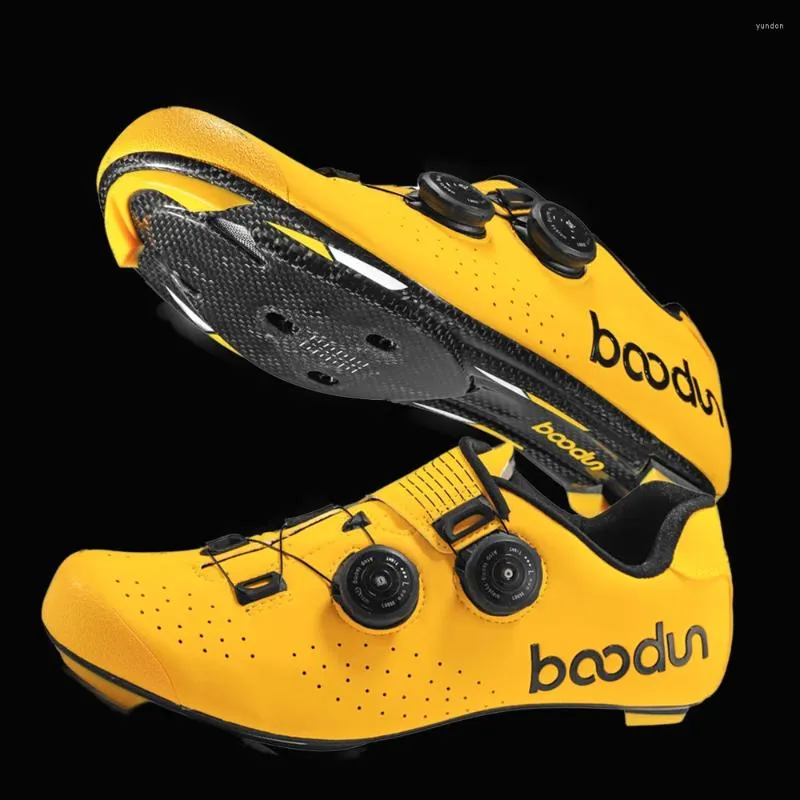 Велосипедная обувь BOODUN Road Carbon Сверхлегкие дышащие велосипедные мужские противоскользящие самоблокирующиеся гоночные велосипедные кроссовки