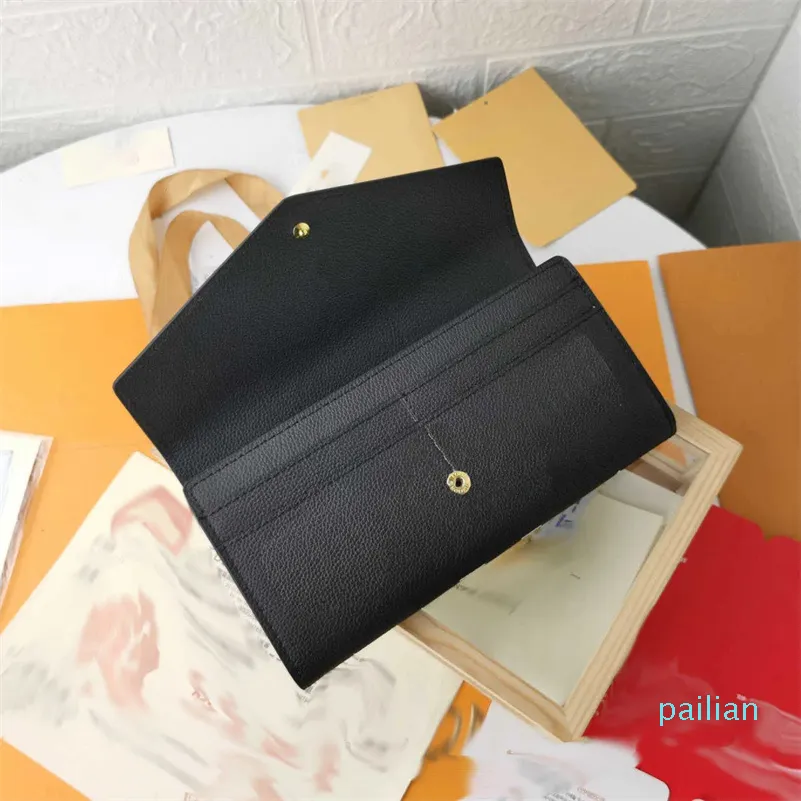 lederen sarsh portemonnee dames reliëf envelop hasp lange portefeuilles kaarthouder bloem clutch portemonnees met doos