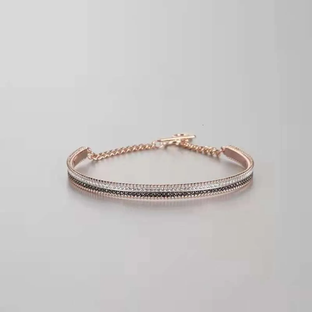 Swarovskis sieraden armband zwart en wit dubbele rij dubbele kleur Ot vorm gesp armband dames element kristal armband