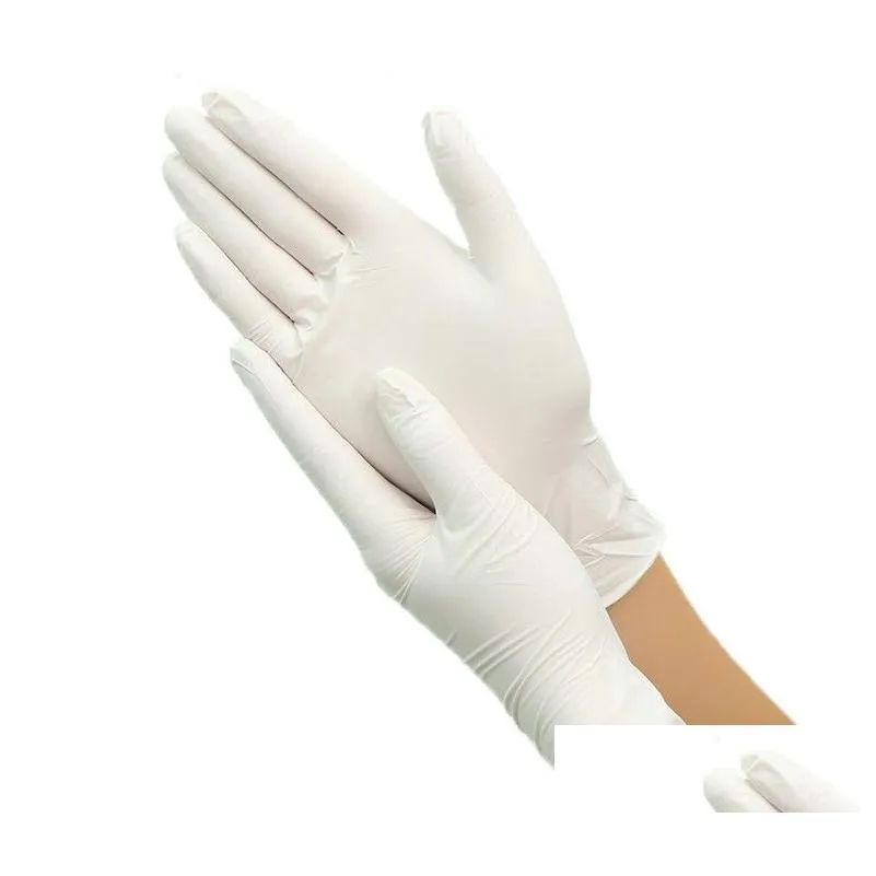 Rękawiczki jednorazowe 100pcs lateks biały bez poślizgu laboratoryjne guma ochronne produkty czyszczące gospodarstwa domowe upuszczenie dostawy domu ogród kitchit ot1mv