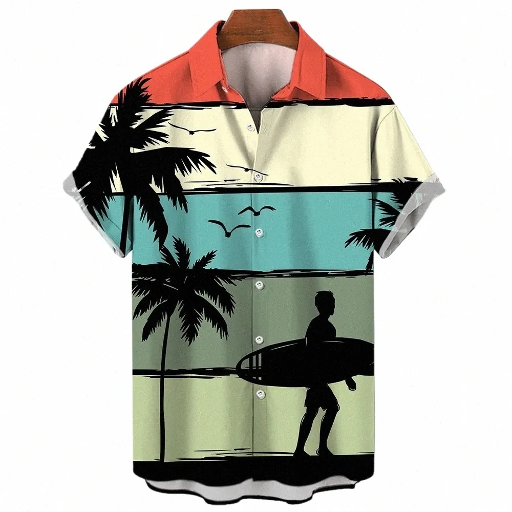 Hawaiian Sörf Erkekleri Gömlek 3D Baskılı Erkek/Kadınlar Günlük Fi Kısa Kollu Gömlek Kavur Popo Üstleri Büyük Boy Unisex Giyim 15tj#