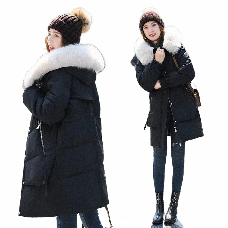 Para baixo cott jaqueta feminina inverno 2022 coreano solto fi casual acolchoado casaco feminino tamanho grande com capuz gola de pele grossa parkas t0ey #
