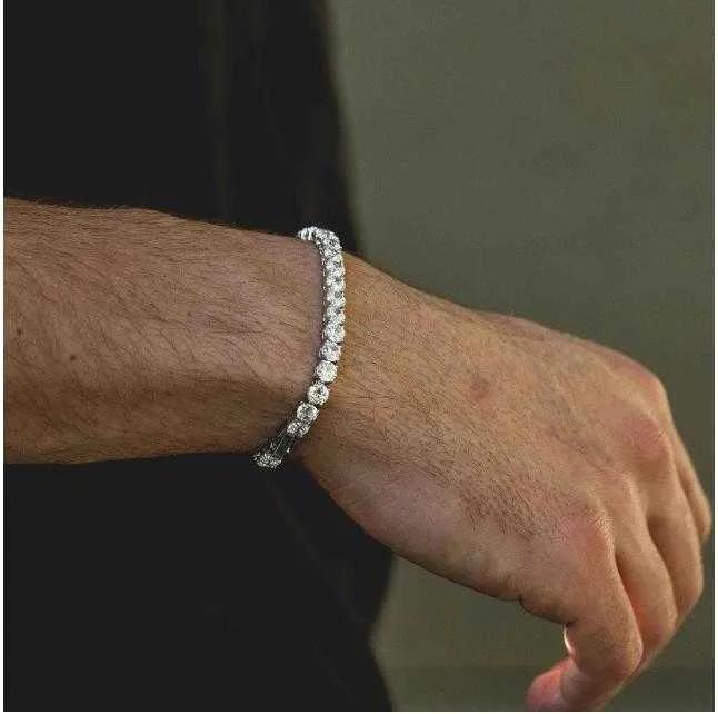 Fashish hiphop tennisarmband 5 mm zirkoonkralen mannen armbandkettingen strandarmbanden voor vrouwen pulseiras bijoux zilveren kristallen armbanden.