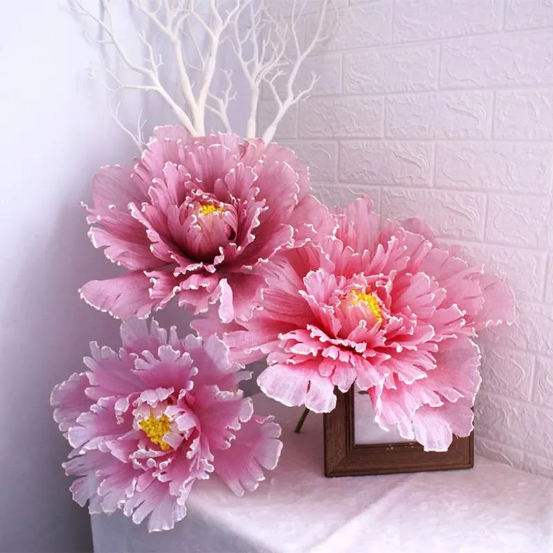Decoratieve bloemen Bloemarrangementen Grote gesimuleerde pioenpoets Kunstmatige display Rekwisieten Linnen maken