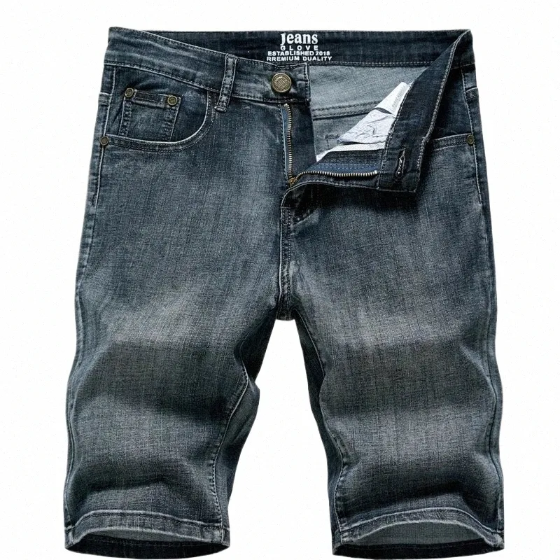 2023 Sommer Neue Herren Denim Shorts Klassische Schwarz Blau Dünne Secti Fi Slim Busin Casual Jeans Shorts Männliche Marke A4k3 #