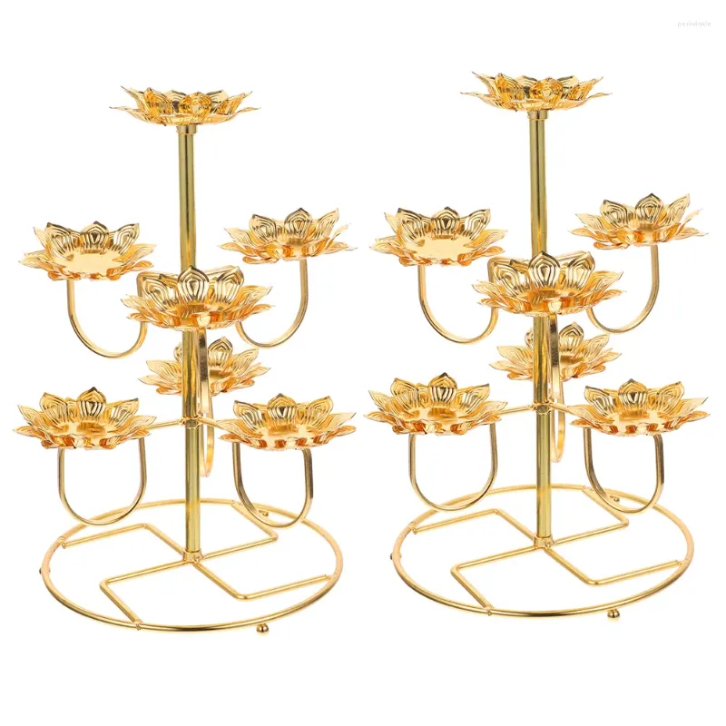 Bougeoirs 2 PCS Décor décoratif Lotus Metal Bandleder Vintage Style Stand Tabletop Candlestick