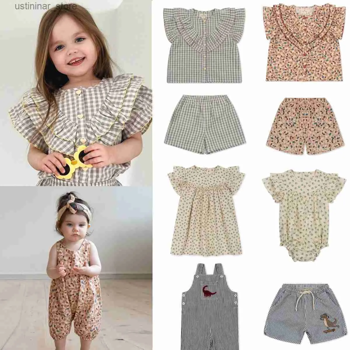 Camisetas da criança menina roupas ks marca 2023 novo verão crianças t-shits shorts meninos bonito impressão topos t vestido de bebê crianças algodão outwear24328