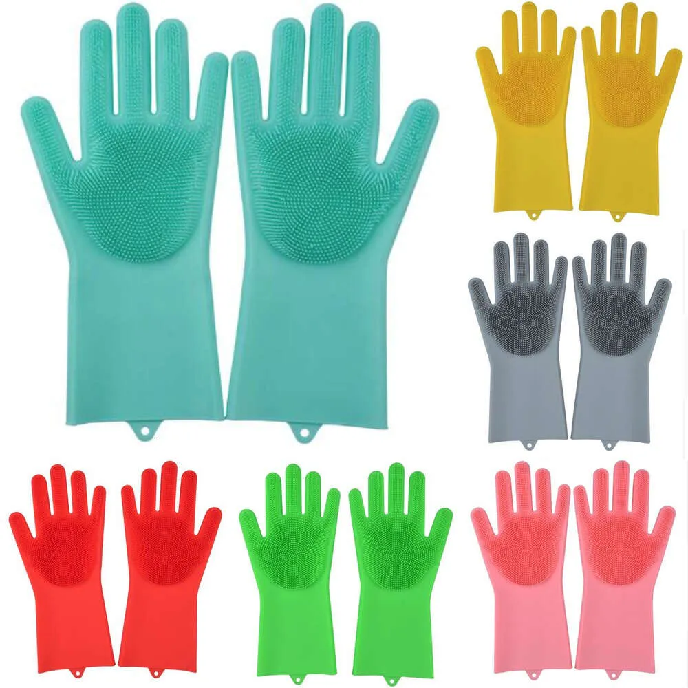 Kitchen Silicone Cleaning Gloves Magic Silicone Dish Washing Gloves For Household Silicone Scrubber Rubber Dishwashing Gloves Car Wash Glove