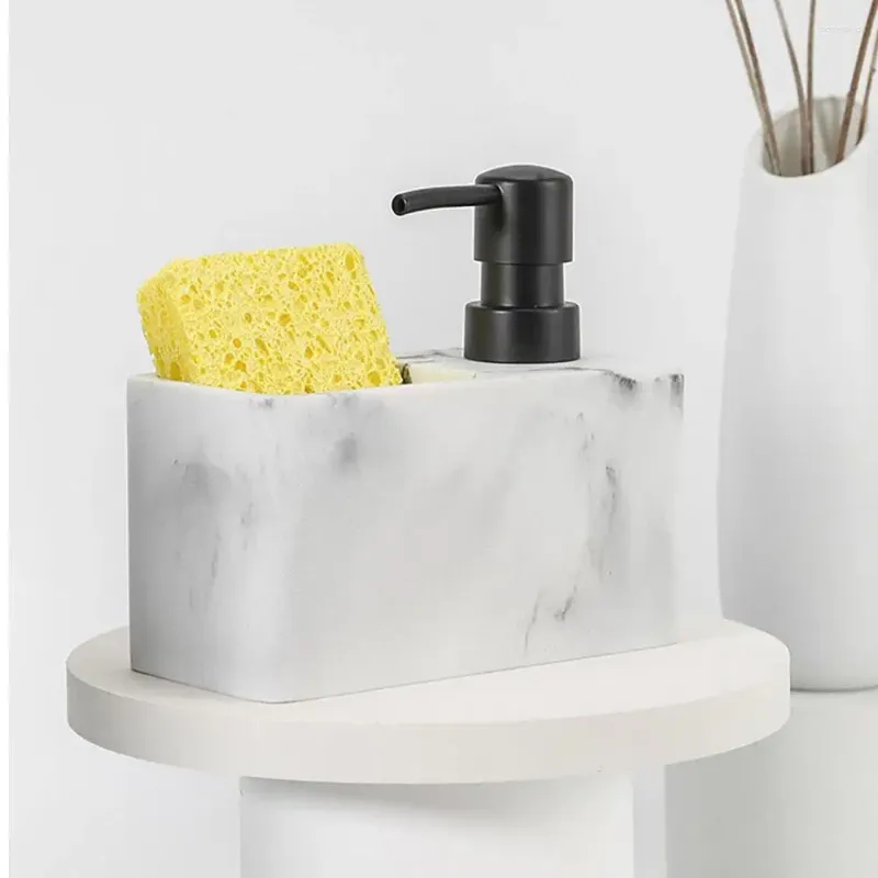 Liquid Soap Dispenser Lotion Bottle Sponge Brush Combo Kitchen with Holder Surface Capacity for Sink