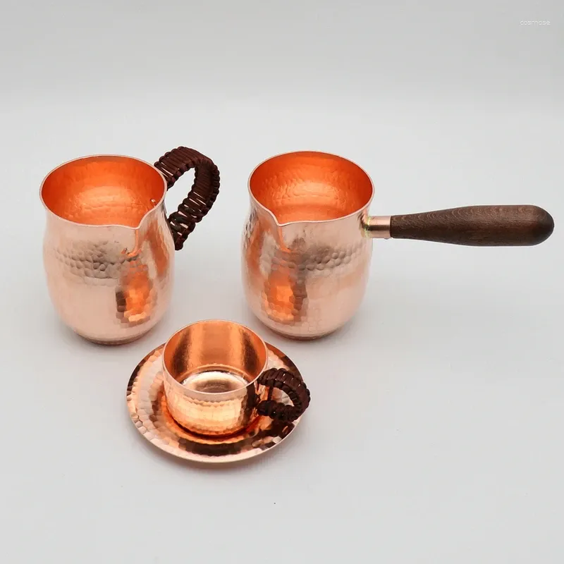 Cups Saucers Pure Copper Handmade Coffee Tea Cup Turkish Greek Arabic Pot For Barista