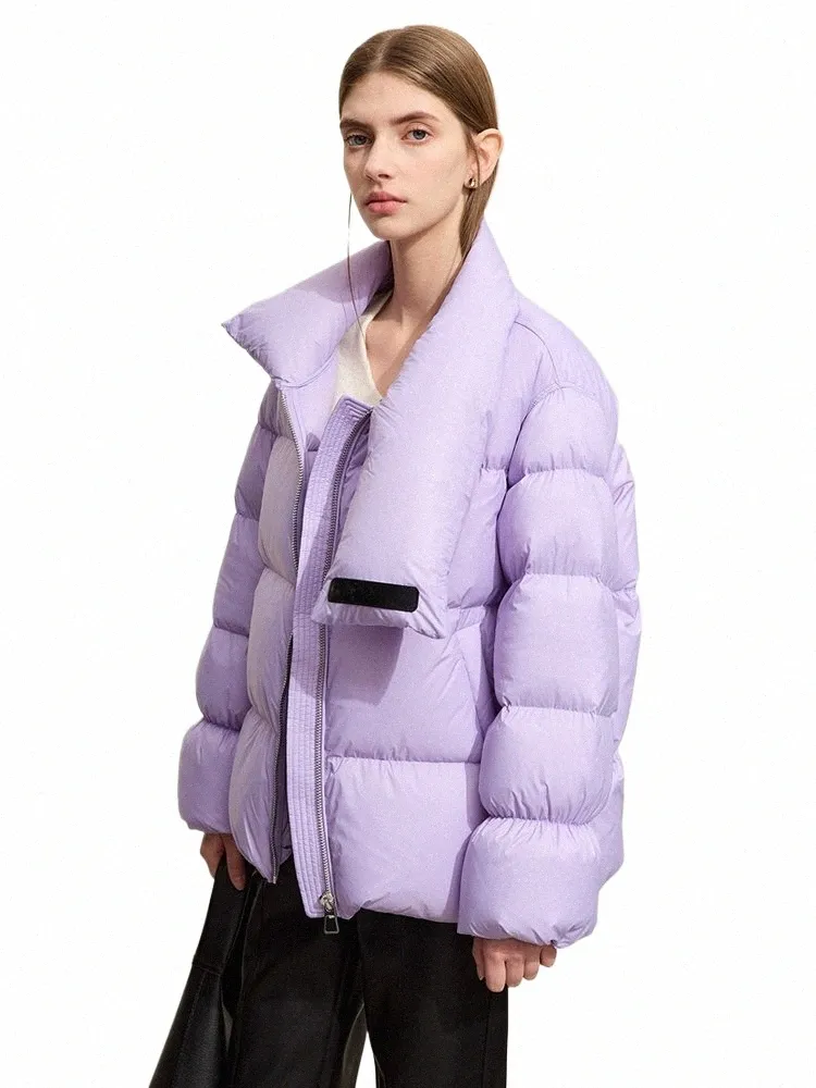 amii minimalistyczna kaczka puffer kurtka dla kobiet 2023 Zima nowe ciepłe kołnierzyka haftowa stała płaszcz 12344106 T0QK#