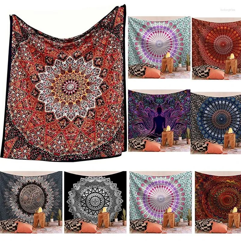 Tapices 1pc Rectángulo Tapiz Colgante de pared Mandala Hippie Gypsy Bedspread Throw Bohemian Cover