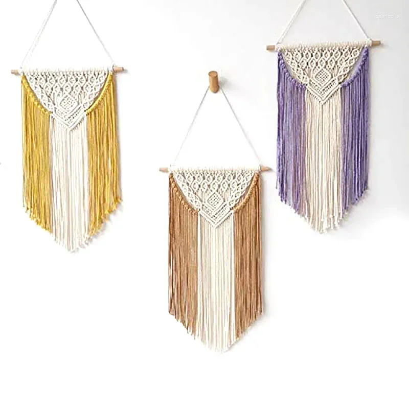 Tapissries 3 st Boho macrame vägg hängande dekor- vacker hemdekorativ konst för lägenhet sovsal rum