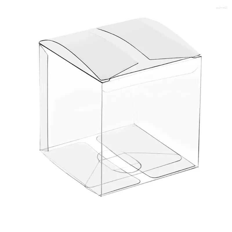 Present Wrap 50st Clear Plastic Boxes For Gifts PVC Packing Box Packaging Transparent Candy Wedding Party Favors