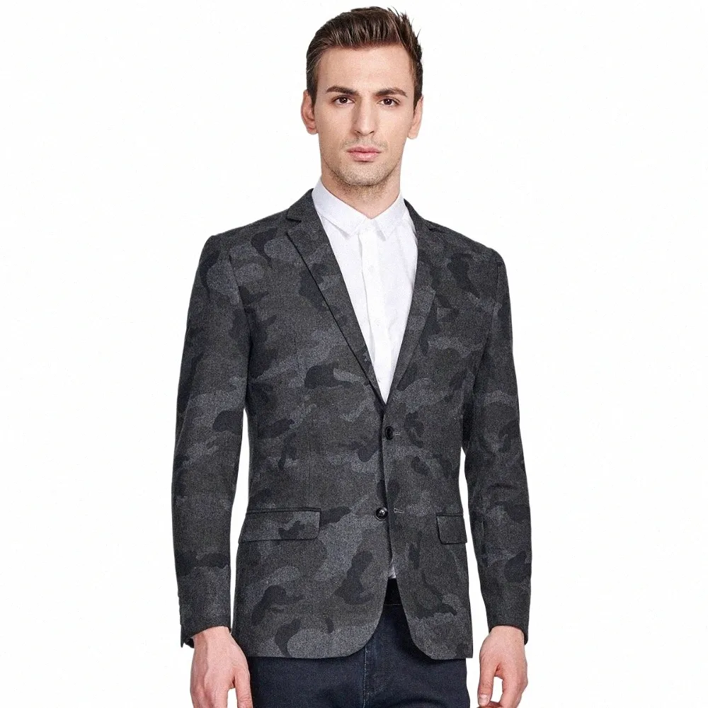 Alta qualidade inverno homens fino manga completa 60% lã cinza camo fi blazers fenda traseira casual festa de casamento homem casaco s9d4 #