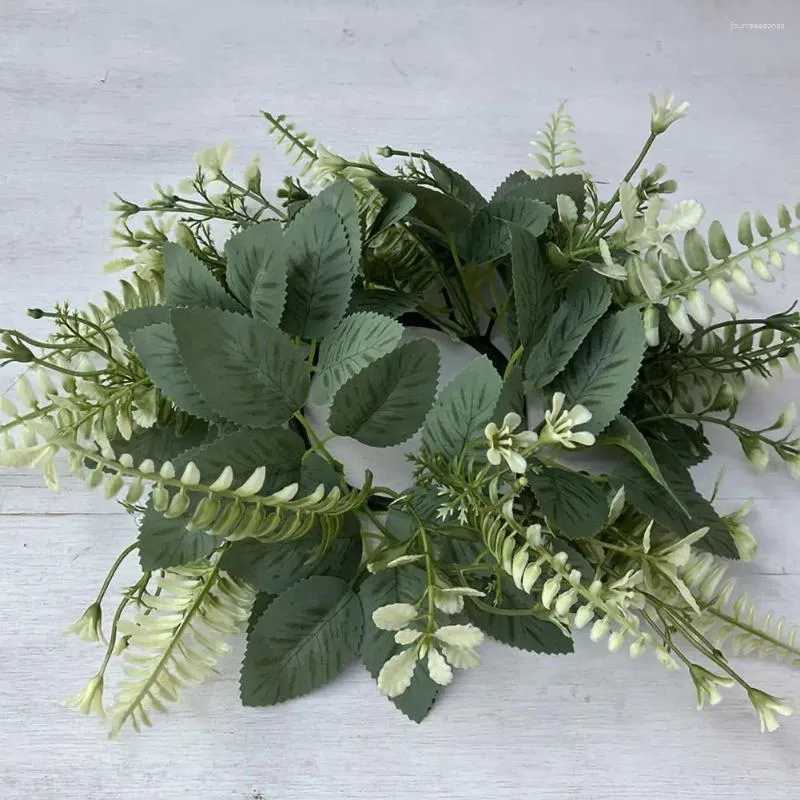 Couronne de fleurs décoratives pour Table de fête, anneau de bougie, feuilles d'eucalyptus, ensemble pour pièce maîtresse de mariage à domicile