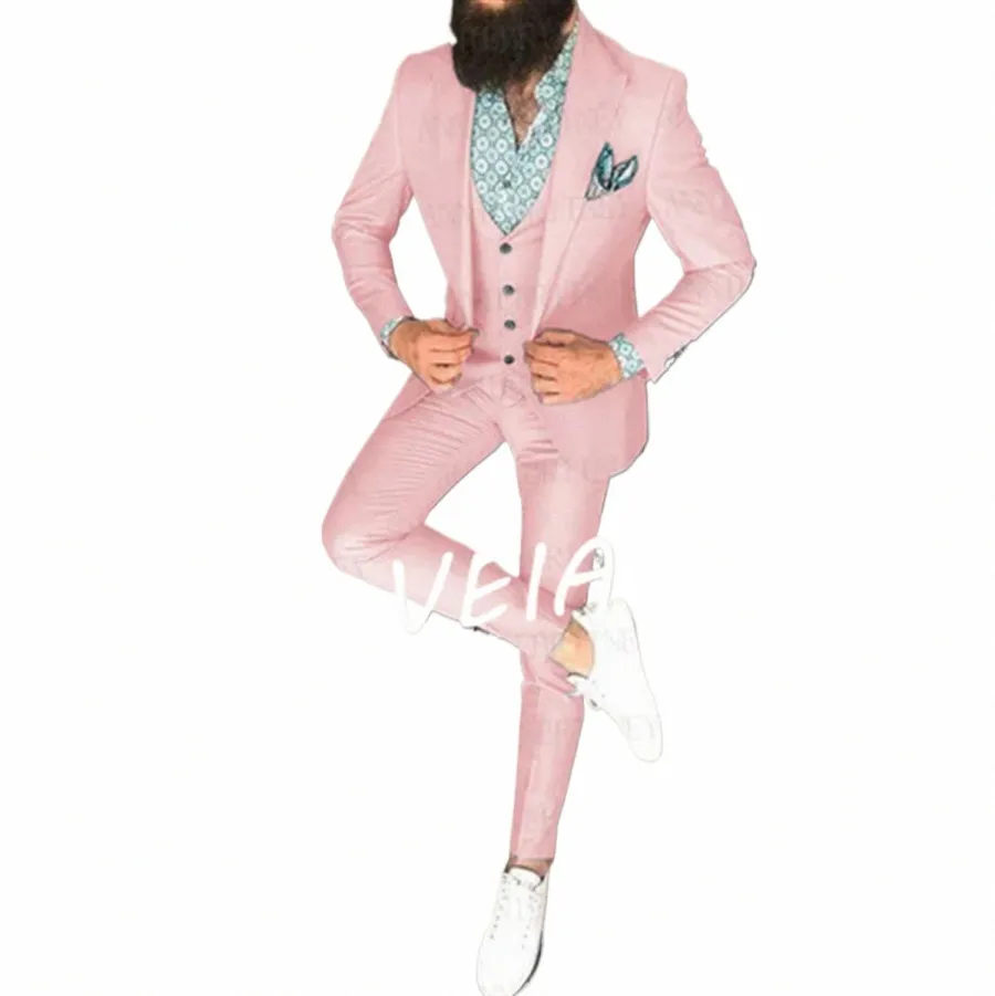 Mais recente turquesa casamento masculino terno conjunto fino ajuste baile de formatura noivo dr smoking laranja blazer melhor homem jaqueta colete calças 3 peças r4pz #