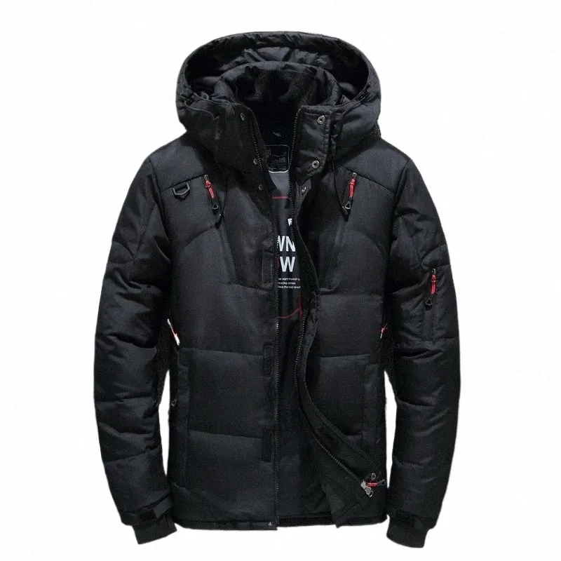 fi Heren Witte Eend Donsjack Warme Capuchon Dikke Puffer Jas Jas Mannelijke Casual Hoge Kwaliteit Overjas Thermische Winter parka B1j9#