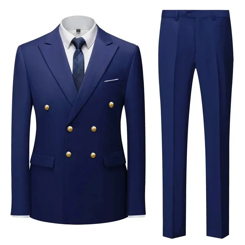 スーツ Double-breasted setup & shirt & tie Premium Mens Double Breasted Suit Set - 2-Piece Blazer