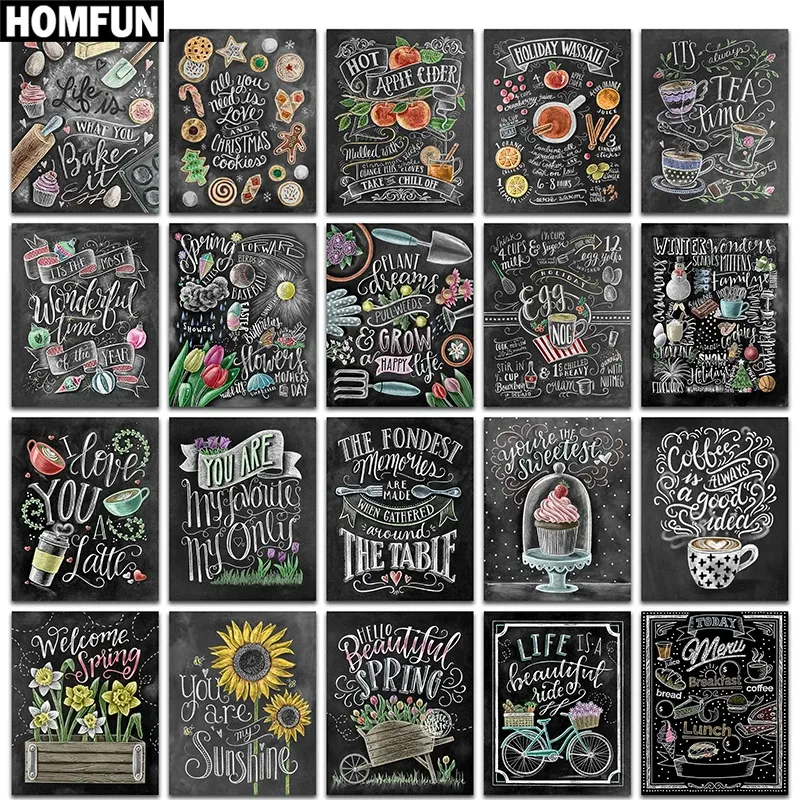 Accessories Homfun Full Square/round Drill 5d Diy Diamond Painting "black Board Word" 3d Embroidery Cross 5d Home Decor Gift