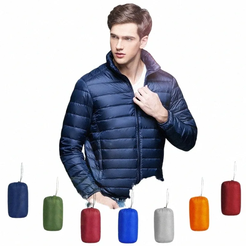 Piumino leggero da uomo 2023 Primavera Nuovo da uomo leggero resistente all'acqua ripiegabile Puffer Jacket Colletto in piuma Cappotti di piume X12f #