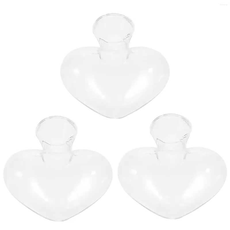 Wazony w kształcie serca wazon szklany 3PCS Hydroponiczny Bud Walentynki Day Flower Container Sadzarca Dekoracja domu ślubna