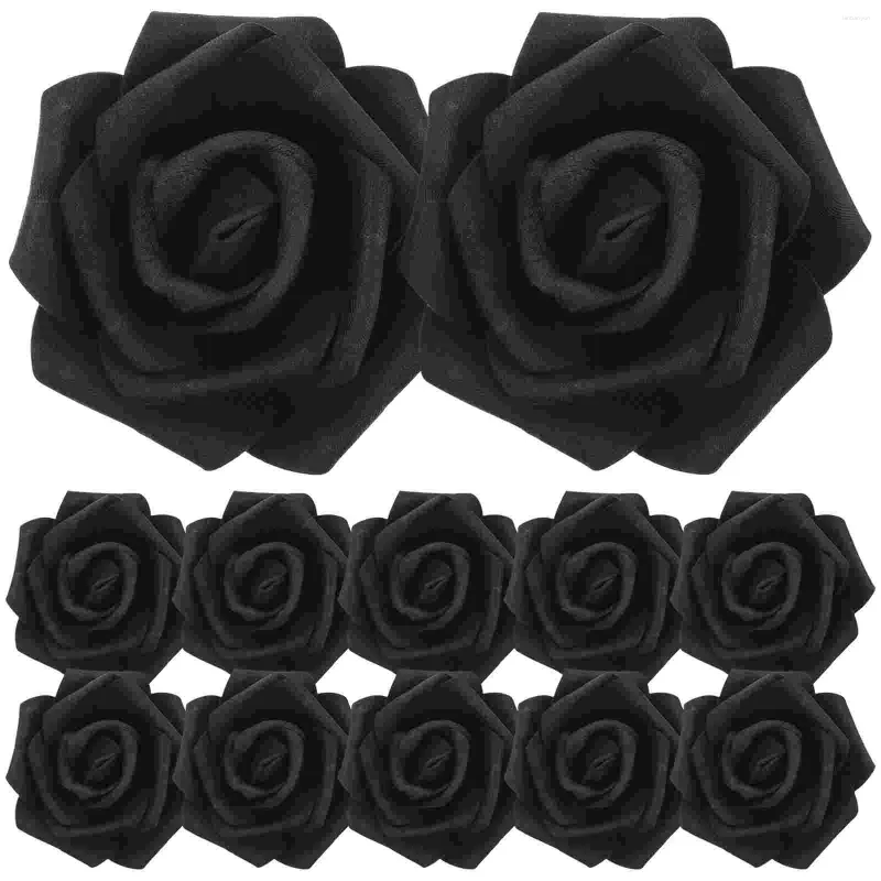 Dekorativa blommor 100 datorer Artificial Rose Fake Black Roses Head Bride Decorations Bulk Wedding For Tables Faux Crafts Arrangement Heads